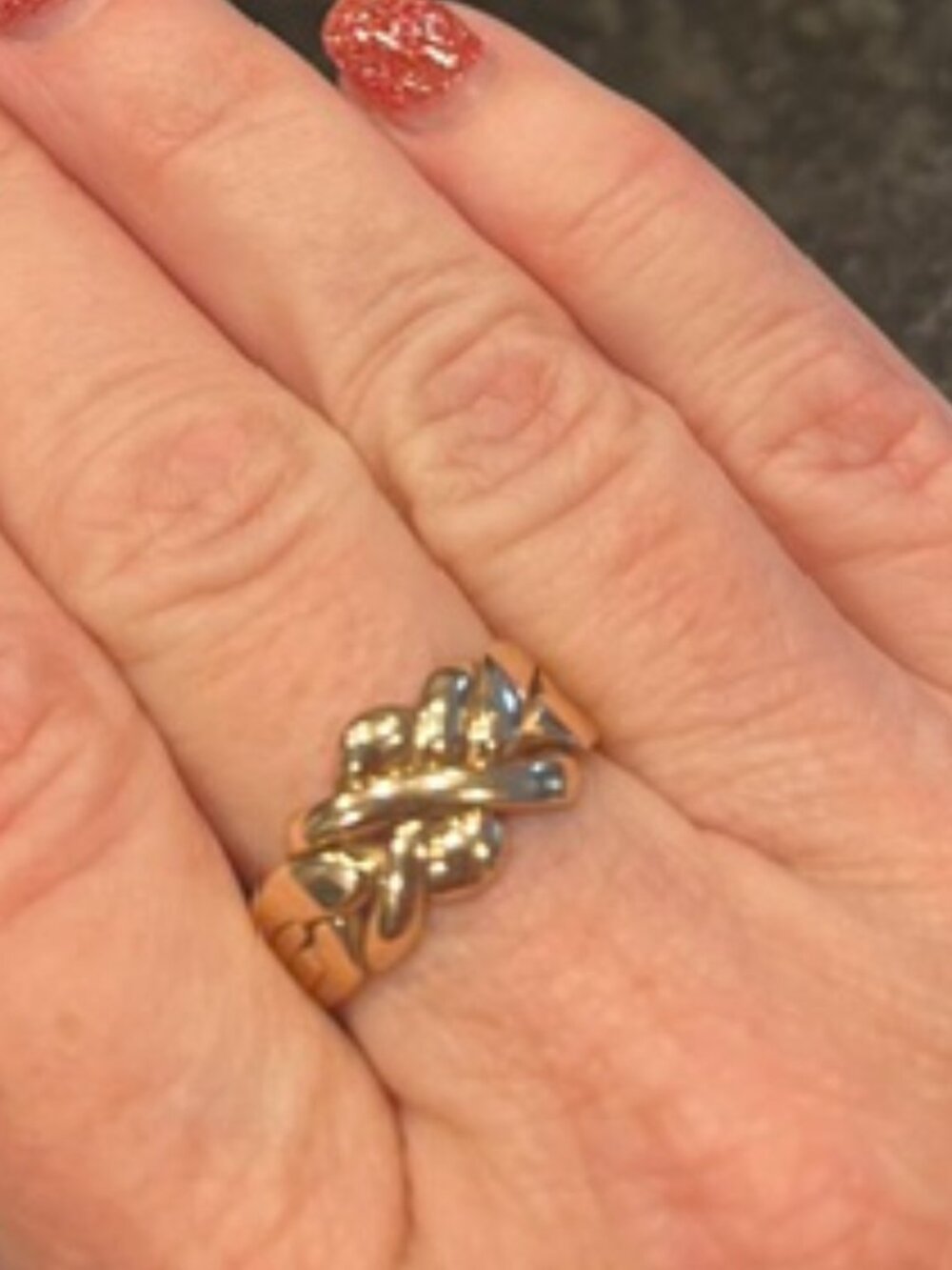 EUC - 10k Yellow Gold 4 Band Puzzle Ring – Size 8 - Picture 6 of 6